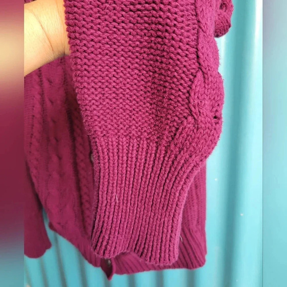 Joe Fresh Burgundy Sweater Long sleeve knit cowl neck buttons Small - Picture 6 of 12